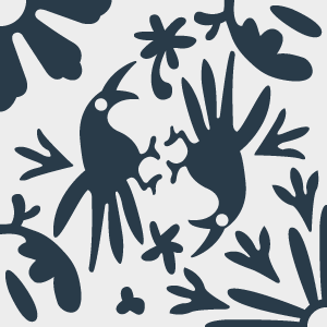 Decorative cement tile Nature I with flowers and petals, leaves and foliage, birds and wildlife